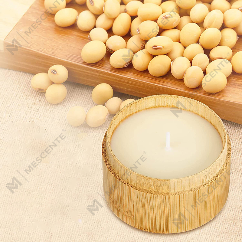 Candele di bambù e sale marino dall'odore gradevole per la casa, set di candele biologiche in cera di soia