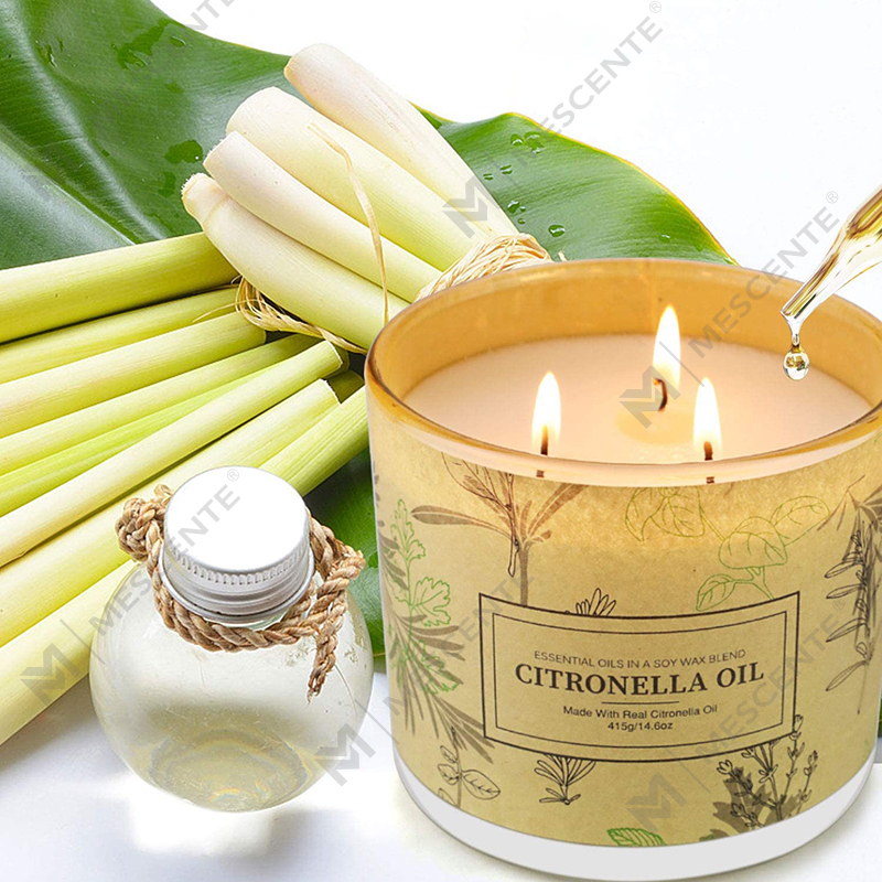 Set di candele all'olio di citronella per aromaterapia con barattolo di 3 stoppini di lunga durata per il balcone del patio del giardino di casa