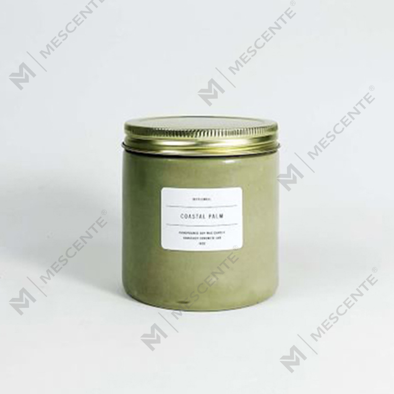 Candela profumata in barattolo di cemento bianco personalizzato con coperchio