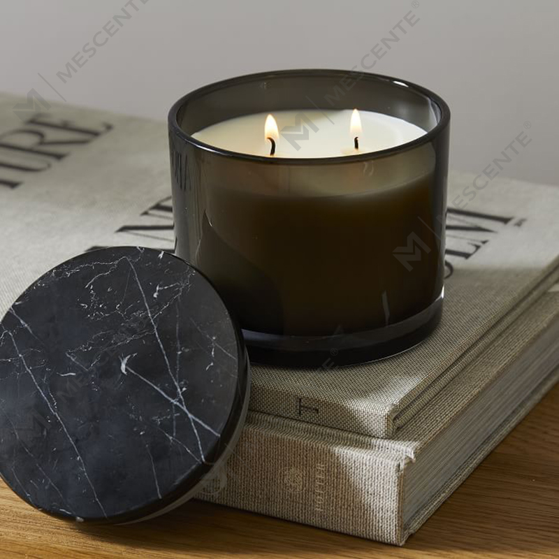Candela all'ingrosso a basso costo di lusso senza etichetta con coperchio in marmo Vitrina a 2 stoppini