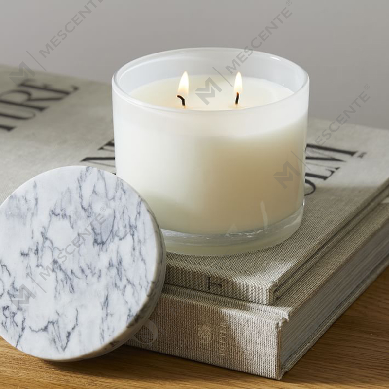 Candela all'ingrosso a basso costo di lusso senza etichetta con coperchio in marmo Vitrina a 2 stoppini