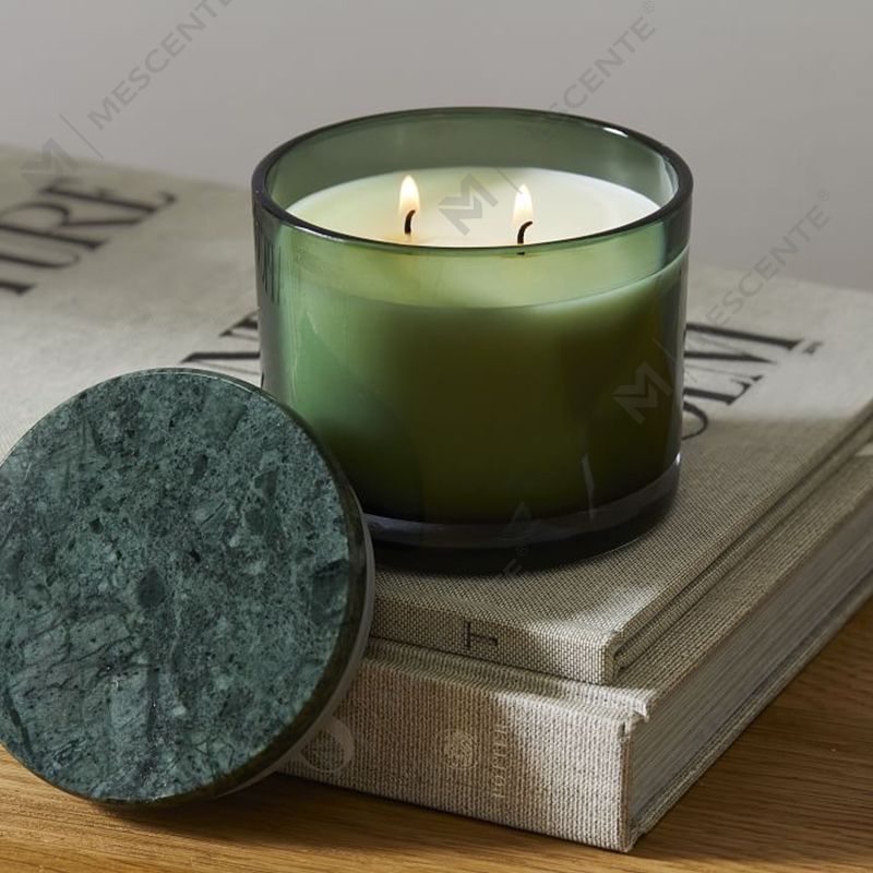 Candela all'ingrosso a basso costo di lusso senza etichetta con coperchio in marmo Vitrina a 2 stoppini