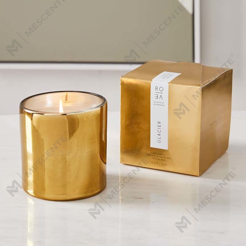 Set regalo con decorazione di candele in cera di soia profumata con barattolo di vetro nero con logo personalizzato con stampa in oro di lusso di Amazon