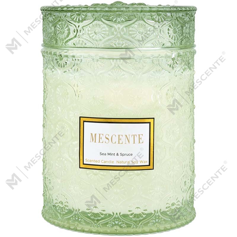 Candela spa con profumo di fiori secchi, cera di soia, eucalipto, menta verde, fatta in casa, M&S cent