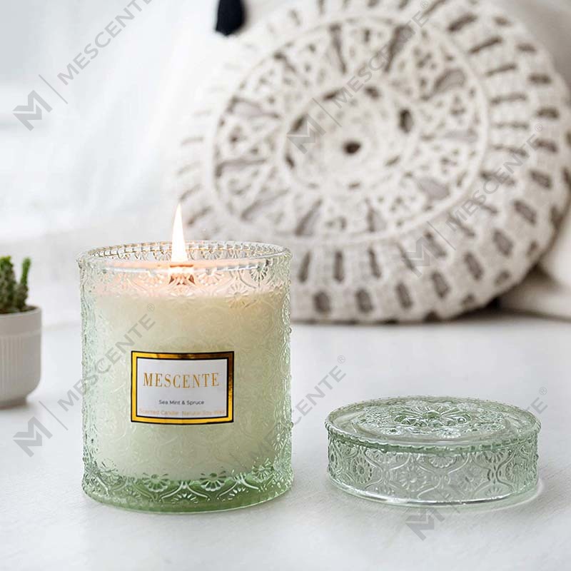 Candela spa con profumo di fiori secchi, cera di soia, eucalipto, menta verde, fatta in casa, M&S cent