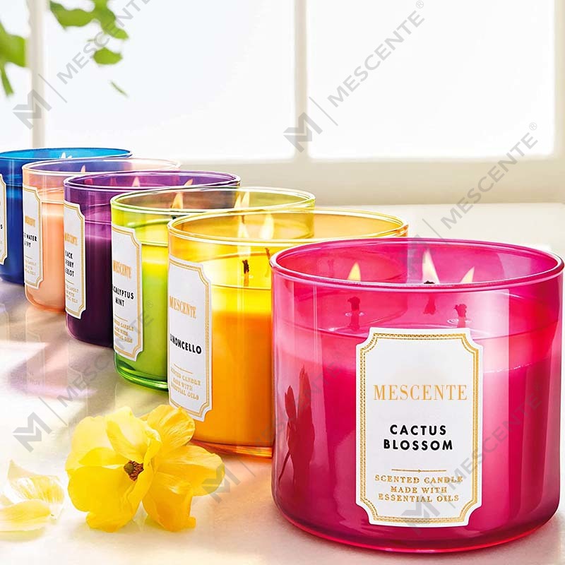 M&Scent Regalo per candele in cera di soia con 3 stoppini naturali profumati al gelsomino, candele di cristallo per aromaterapia con etichetta privata