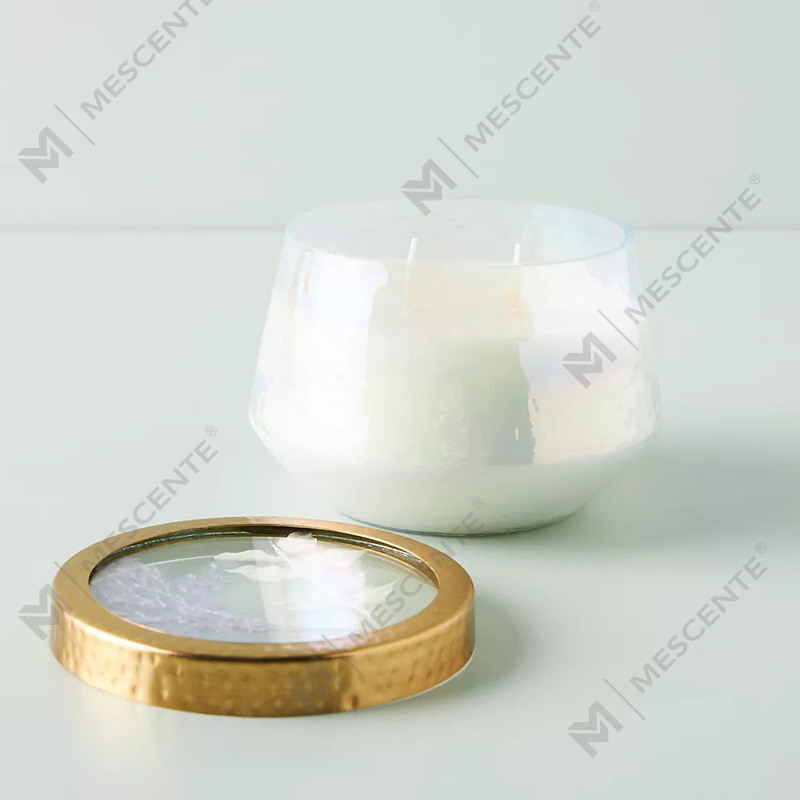 Candele profumate forti in vetro trasparente personalizzate per decorazioni domestiche con etichetta privata
