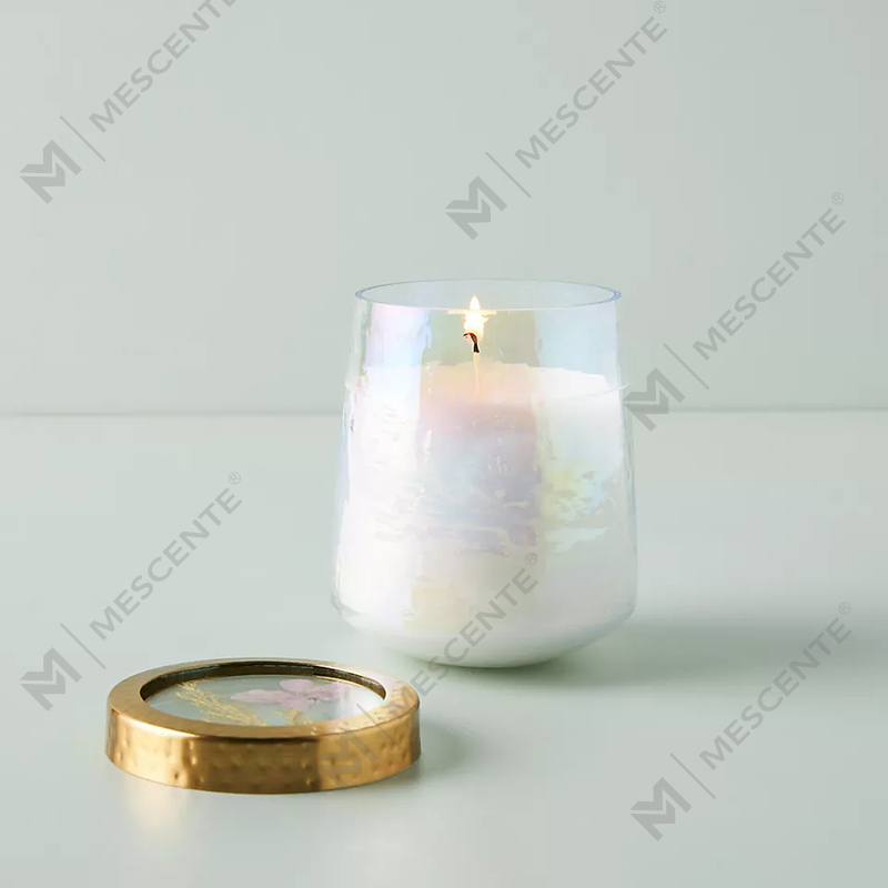 Candele profumate forti in vetro trasparente personalizzate per decorazioni domestiche con etichetta privata