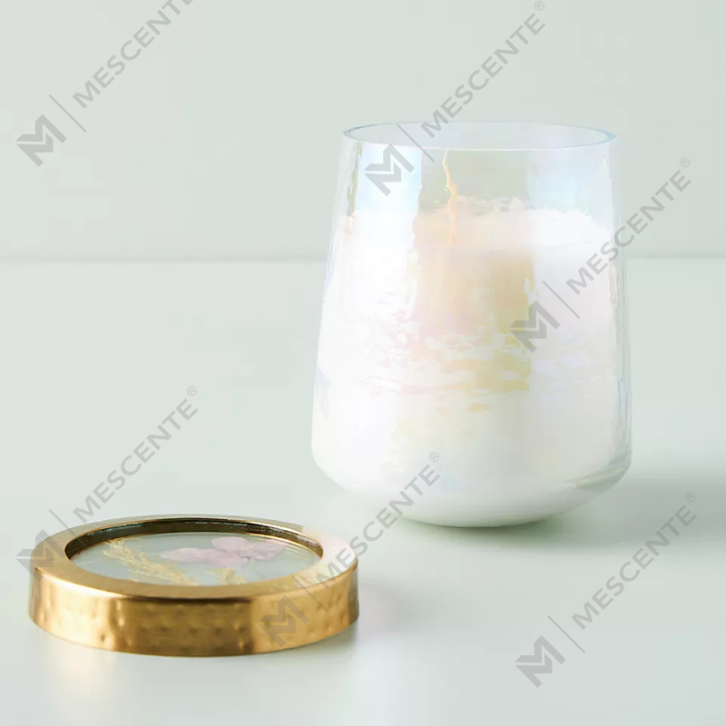 Candele profumate forti in vetro trasparente personalizzate per decorazioni domestiche con etichetta privata