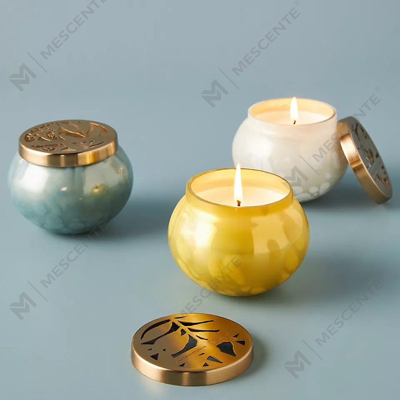 M&scent Etichetta privata Decorazione domestica personalizzata Barattoli di candele in vetro di lusso Candele profumate in cera di soia con coperchio