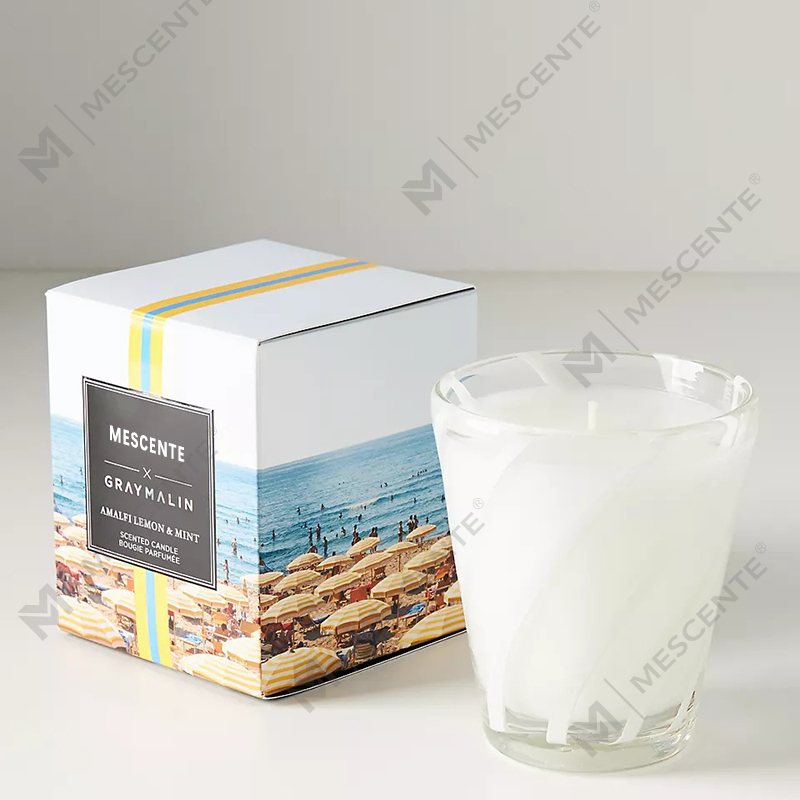 Candele profumate per matrimonio con logo personalizzato in cera di soia bianca di lusso M&Scent