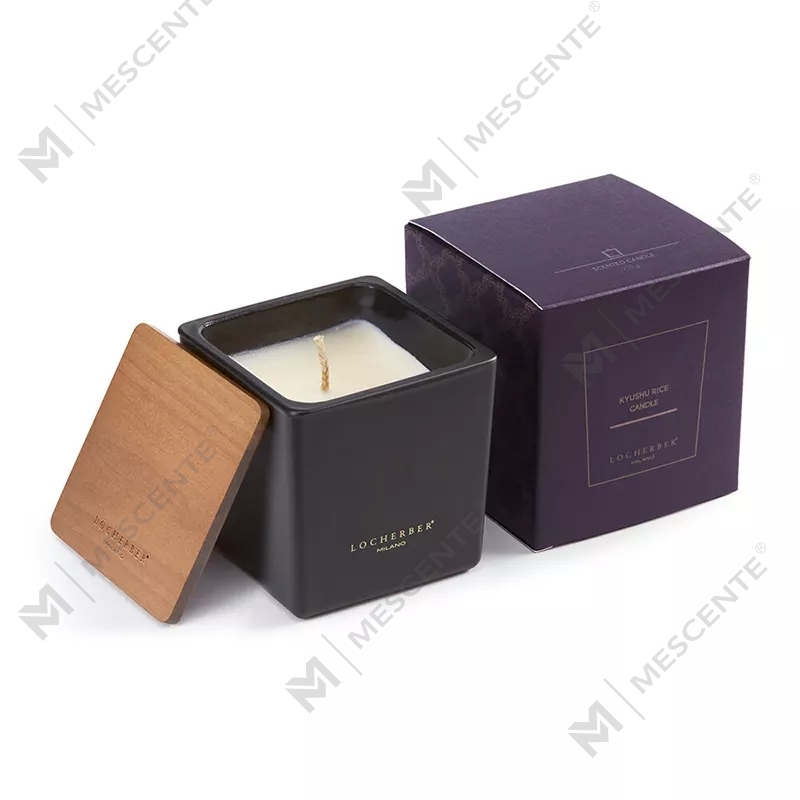 M&scent 2025 Candela profumata grande in vetro ecologico con coperchio in legno di briccole