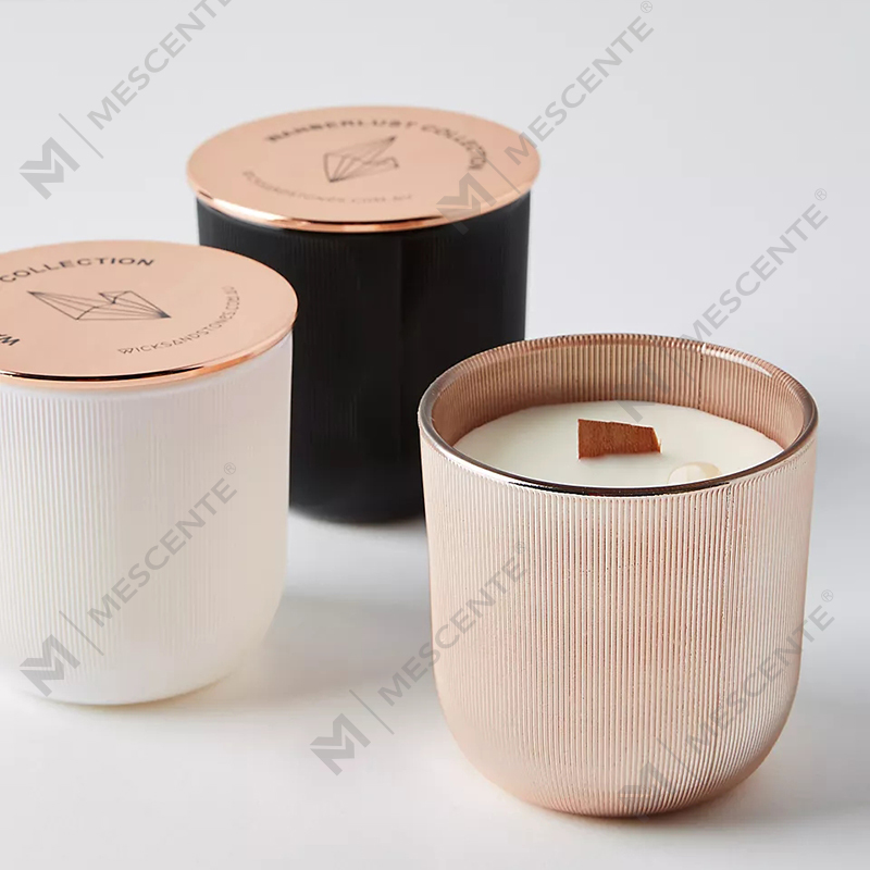 Candele di cera di soia profumate per aromaterapia con gemma infusa di cristallo con logo in marmo di lusso all'ingrosso