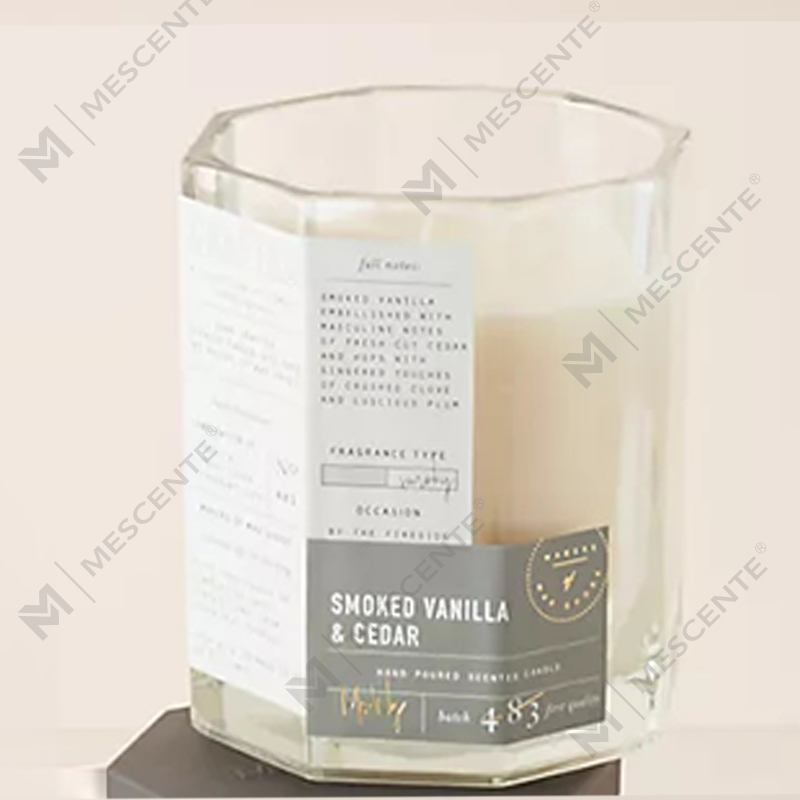 Candela in vetro artigianale autunnale con tappo in legno di lusso personalizzato M&Scent, vaso in vetro, stoppino in cotone, miscela di cera di soia