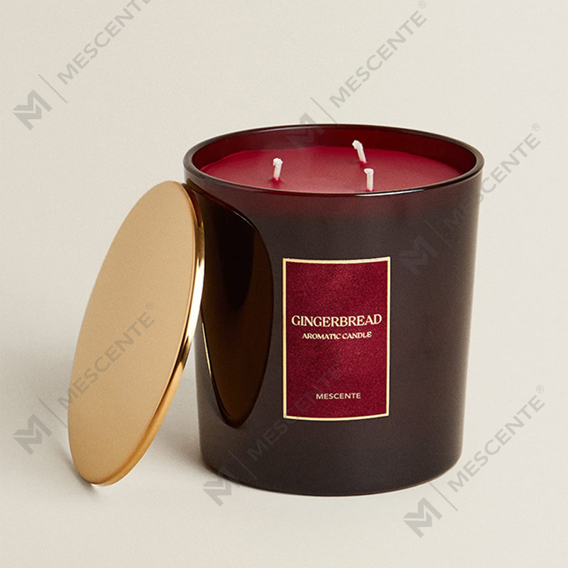 Candele M&Scent Custom Luxury a 3 stoppini Candela profumata in vetro nero opaco con etichetta privata personalizzata