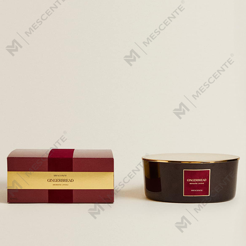 Candele M&Scent Custom Luxury a 3 stoppini Candela profumata in vetro nero opaco con etichetta privata personalizzata
